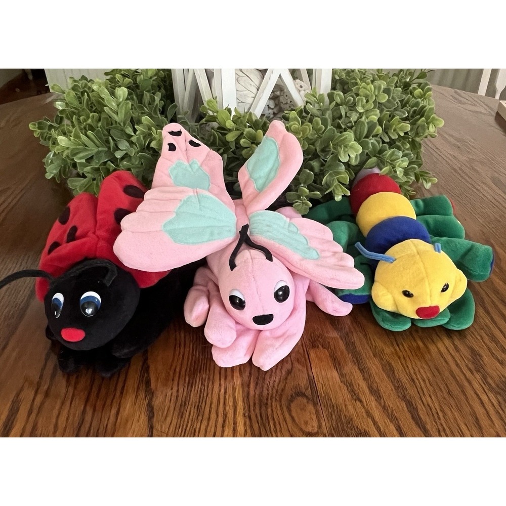 Vintage Lady Bug, Butterfly, Caterpillar Hand Puppet Glove Plush Creations‎ Inc